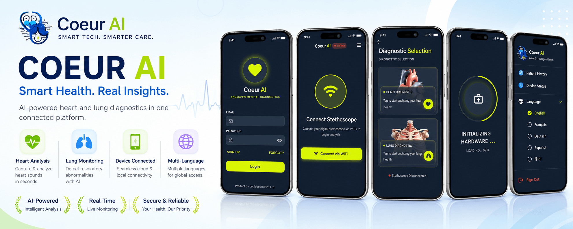 Coeur.AI Application Dashboard and Features Showcase