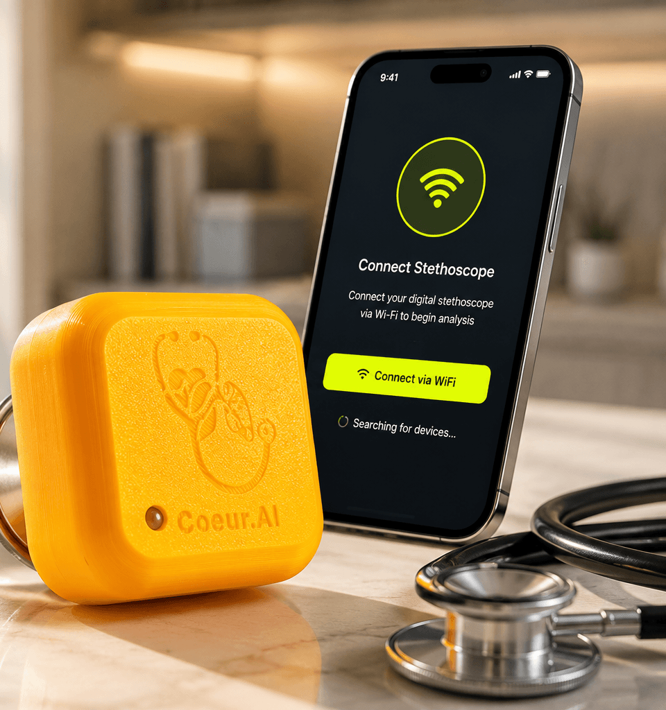 Connect digital stethoscope and record acoustic PCG stream