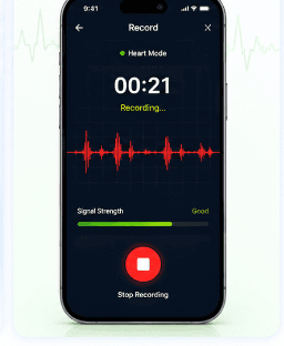 On-device AI analyzing PCG waveform spectra
